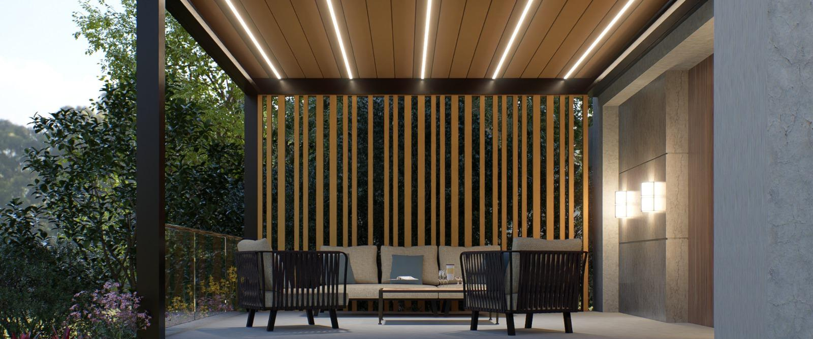 Pergola bioclimatique standard, toit à lames orientables